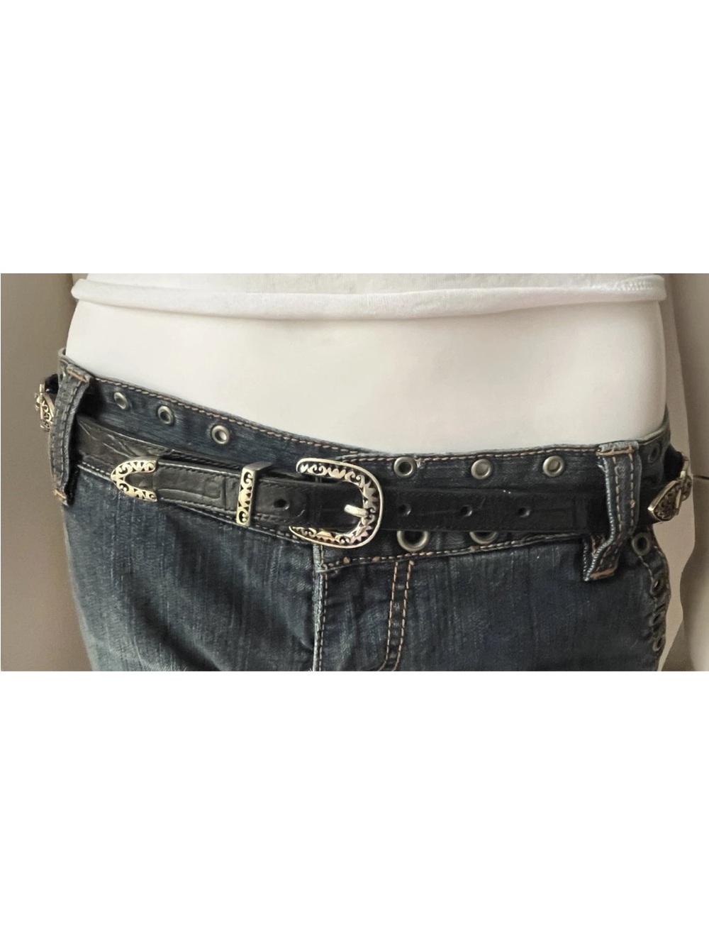 Vintage 1995 Brighton Waist Belt Silver Tone Buckle Hardware Made In USA Large
